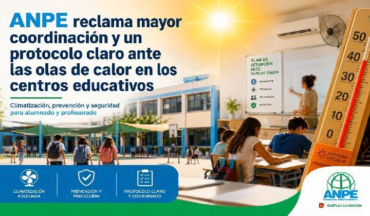 ANPE reclama mayor coordinación institucional y un protocolo claro ante las olas de calor en los centros educativos