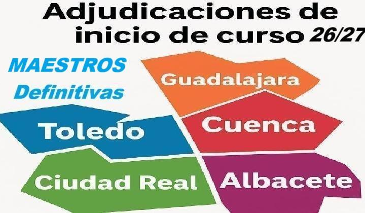 Previstas a partir 14:00h, MAESTROS PUBLICADA ADJUDICACIÓN DEFINITIVA VACANTES 26/27 INTERINOS Maestros . Plazo fin: 28Agos