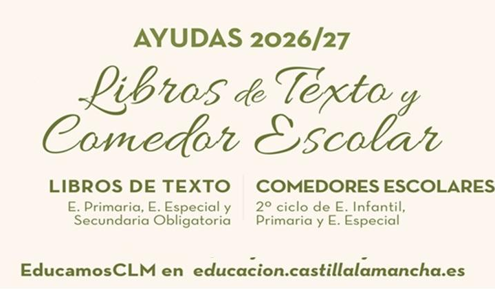 Convocatoria Ayuda LIBROS DE TEXTO Y COMEDOR ESCOLAR curso 2026/2027. Resolución definitiva periodo ordinario