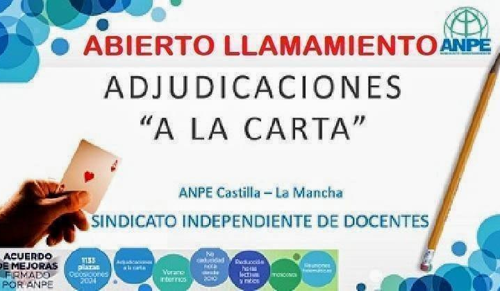 Plazas disponibles para adjudicación del 18/09/2026 para los cuerpos de Maestros y EEMM, a la carta.