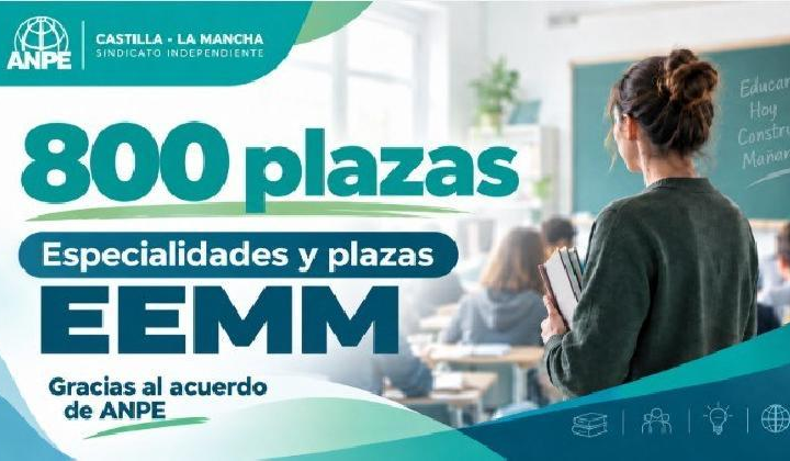 ANPE ANUNCIA UNA OFERTA DE EMPLEO PÚBLICO DE UNAS 800 PLAZAS DOCENTES PARA ENSEÑANZAS MEDIAS EN 2027