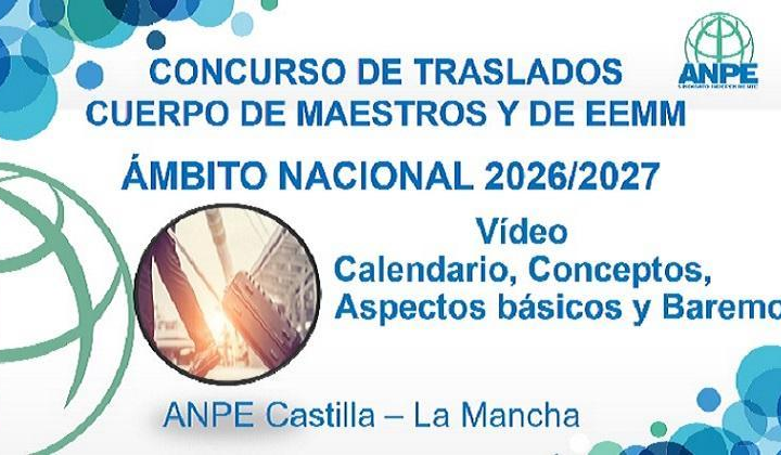 Fechas, Calendario y Video explicativo Baremo Concurso de Traslados Nacional 26-27. Adelanto Charlas Online Martes 10Noviembre